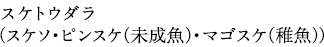 スケトウダラ（スケソ・ピンスケ（未成魚）・マゴスケ（稚魚））